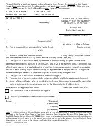 Document preview: Certificate of Continued Eligibility for Appointment of Counsel on Appeal - New York