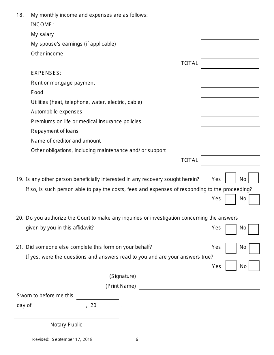 Notice of Motion for Permission to Proceed as Poor Person in Transferred Proceeding - New York, Page 6