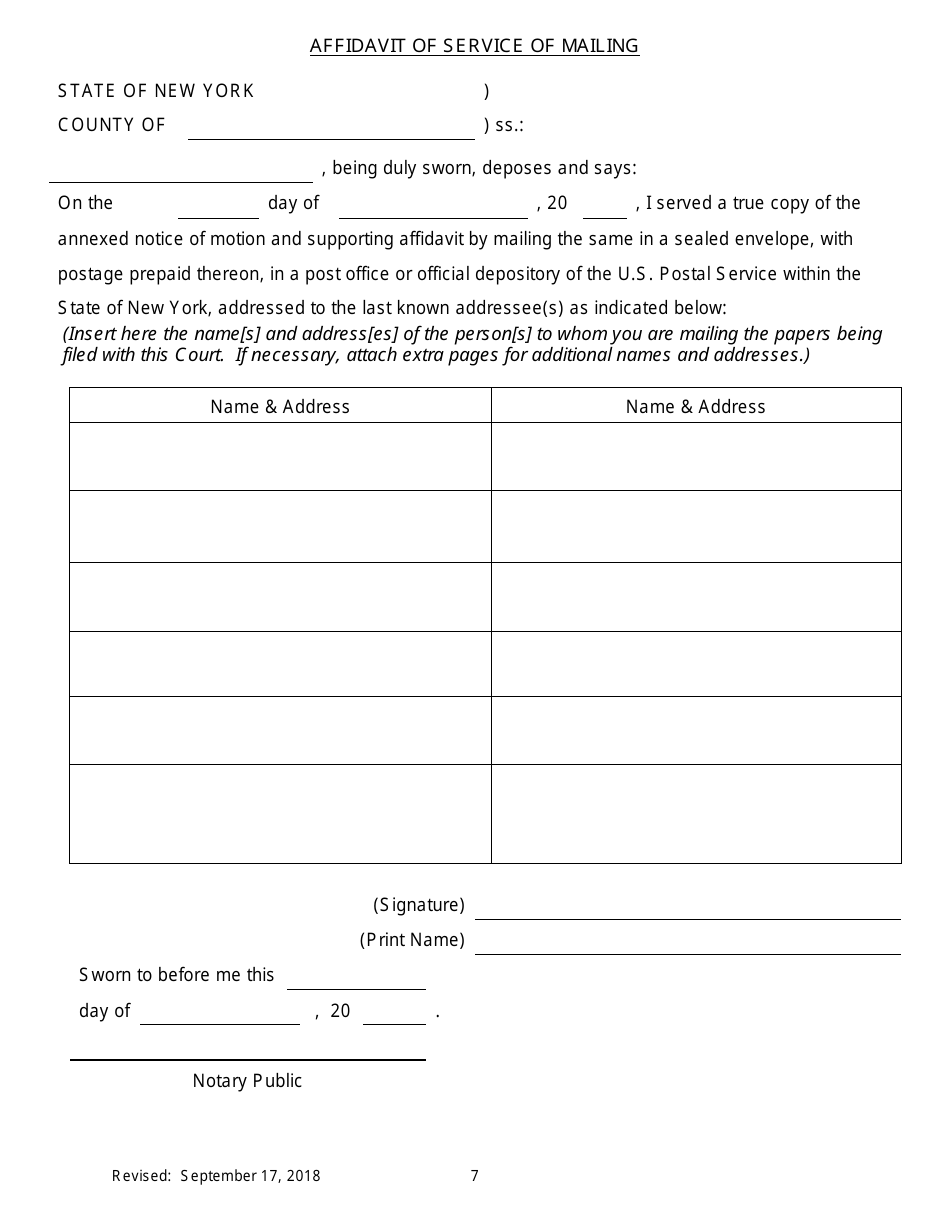 Notice of Motion for Permission to Proceed as Poor Person in Transferred Proceeding - New York, Page 7