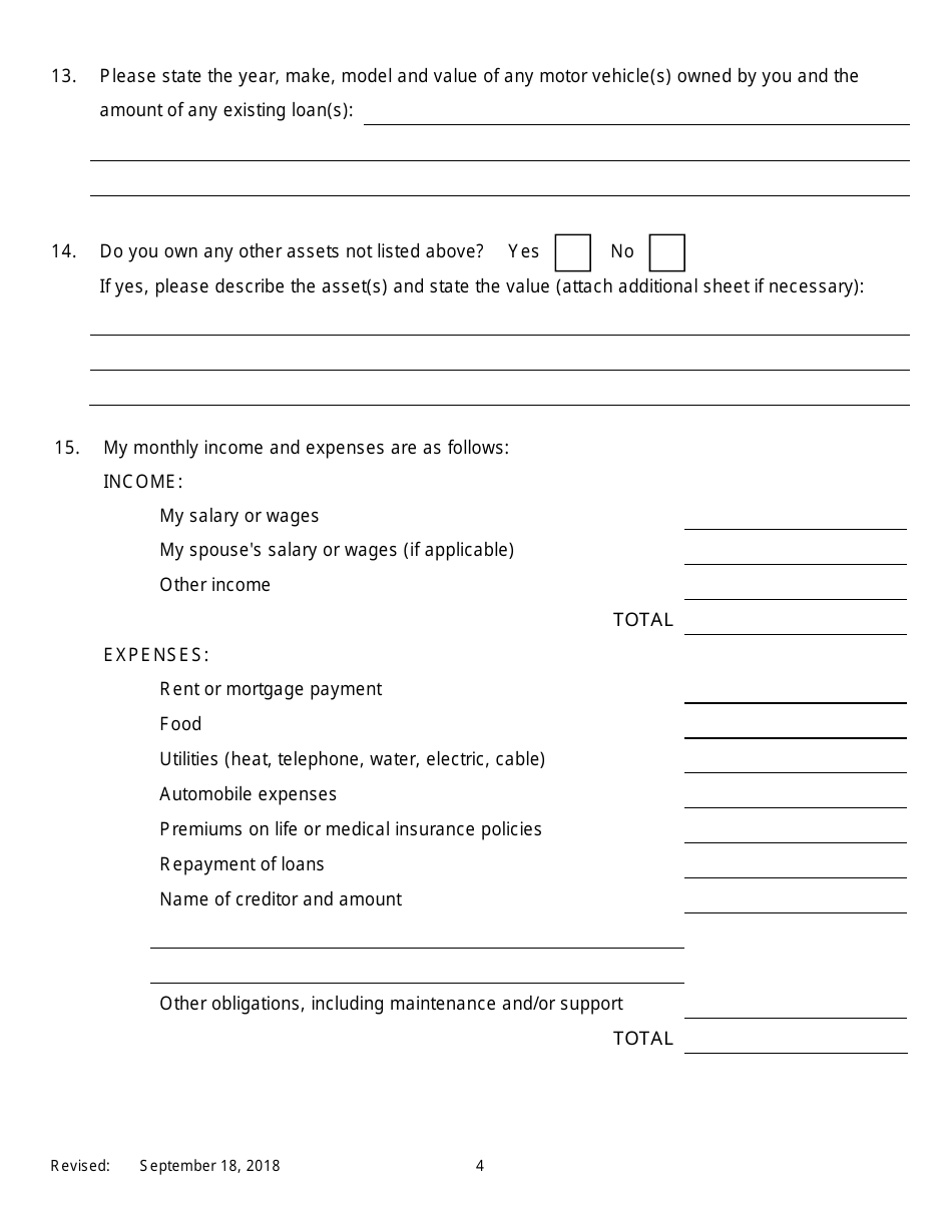 Application for Poor Person Status and Assignment of Counsel - New York, Page 4