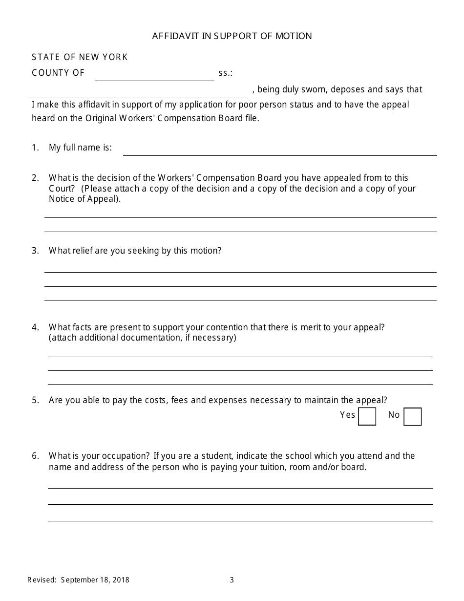 Notice of Motion for Permission to Proceed as Poor Person on Appeal and to Have the Appeal Heard on the Original Board File - New York, Page 3
