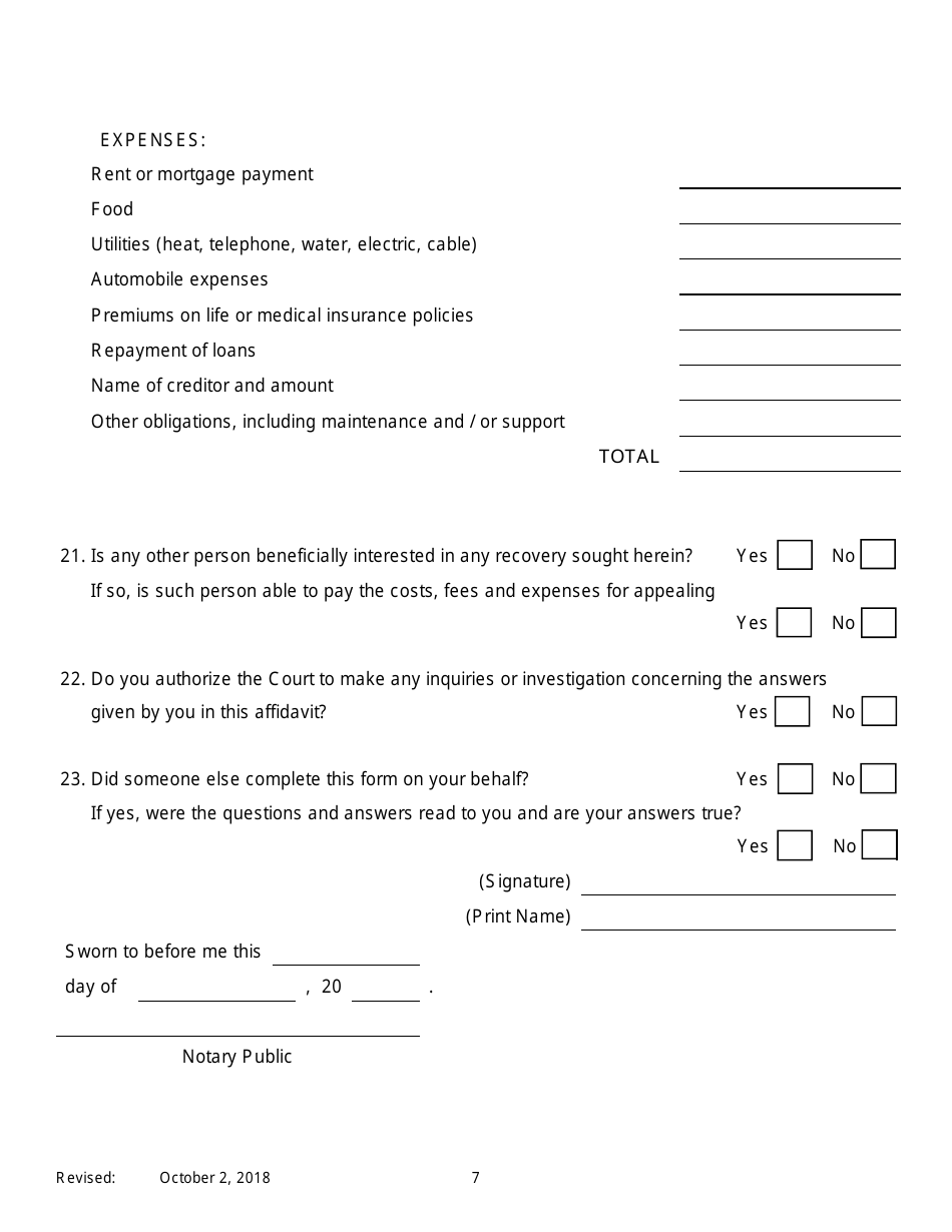 Notice of Motion by Appellant for Permission to Proceed as a Poor Person / Assignment of Counsel on Appeal of an Order of Family Court - New York, Page 7