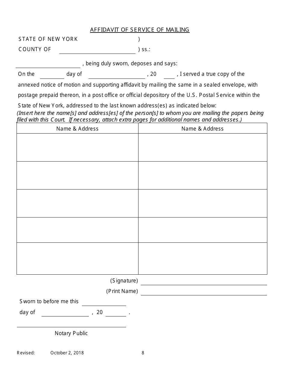 Notice of Motion by Appellant for Permission to Proceed as a Poor Person / Assignment of Counsel on Appeal of an Order of Family Court - New York, Page 8