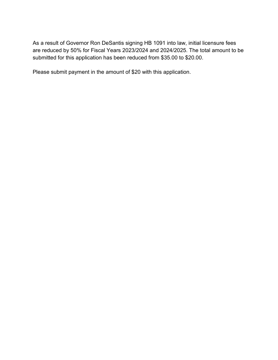 Form DBPR AR1 Application for Licensure by Exam - Florida, Page 1