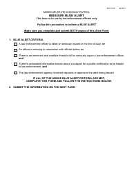 Document preview: Form SHP-721D Missouri Blue Alert - Missouri