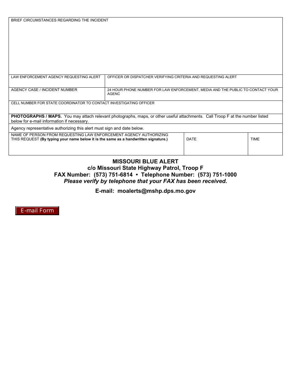 Form SHP-721D Missouri Blue Alert - Missouri, Page 3
