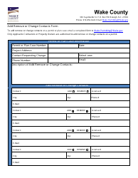 Document preview: Add, Remove or Change Contacts Form - Wake County, North Carolina