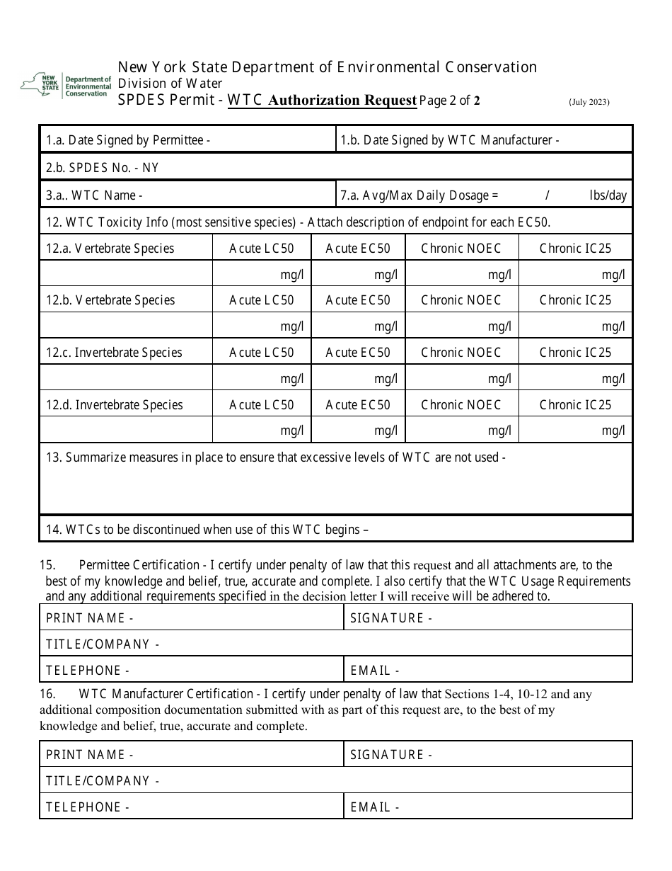 Spdes Permit - Wtc Authorization Request - New York, Page 3