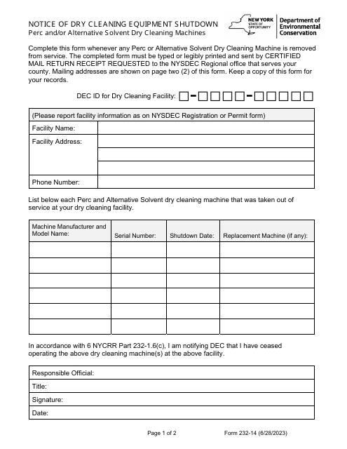 Form 232-14  Printable Pdf