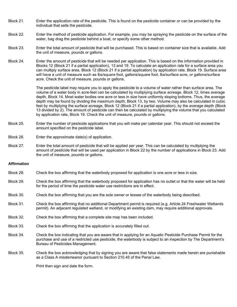 Aquatic Pesticide Purchase Permit Application - New York, Page 5