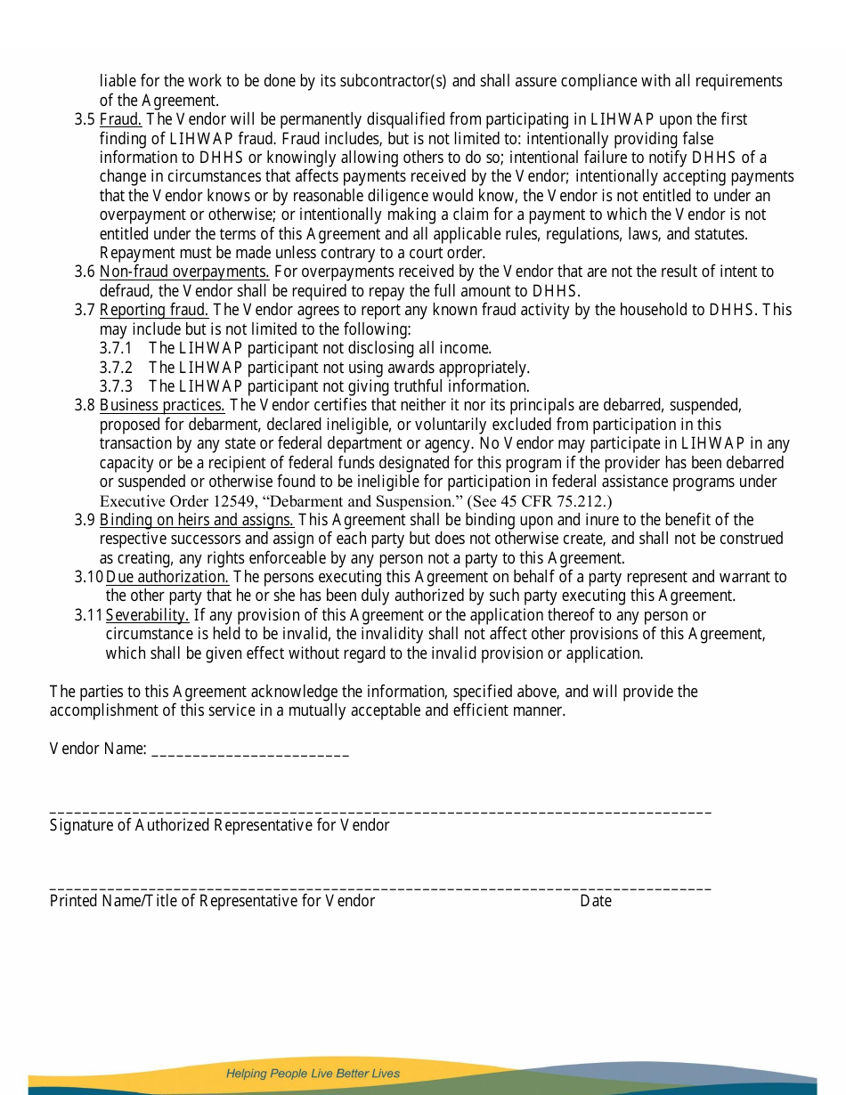 Low Income Household Water Assistance Program Vendor Agreement - Nebraska, Page 5