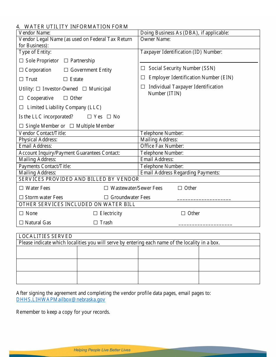 Low Income Household Water Assistance Program Vendor Agreement - Nebraska, Page 6