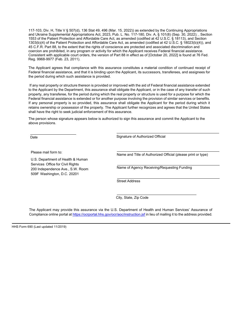 Form HHS690 - Fill Out, Sign Online and Download Fillable PDF ...