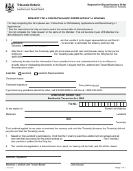 Request for Discontinuance Order - Ontario, Canada, Page 2