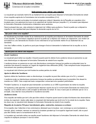 Document preview: Demande De Retrait D'une Requete - Ontario, Canada (French)