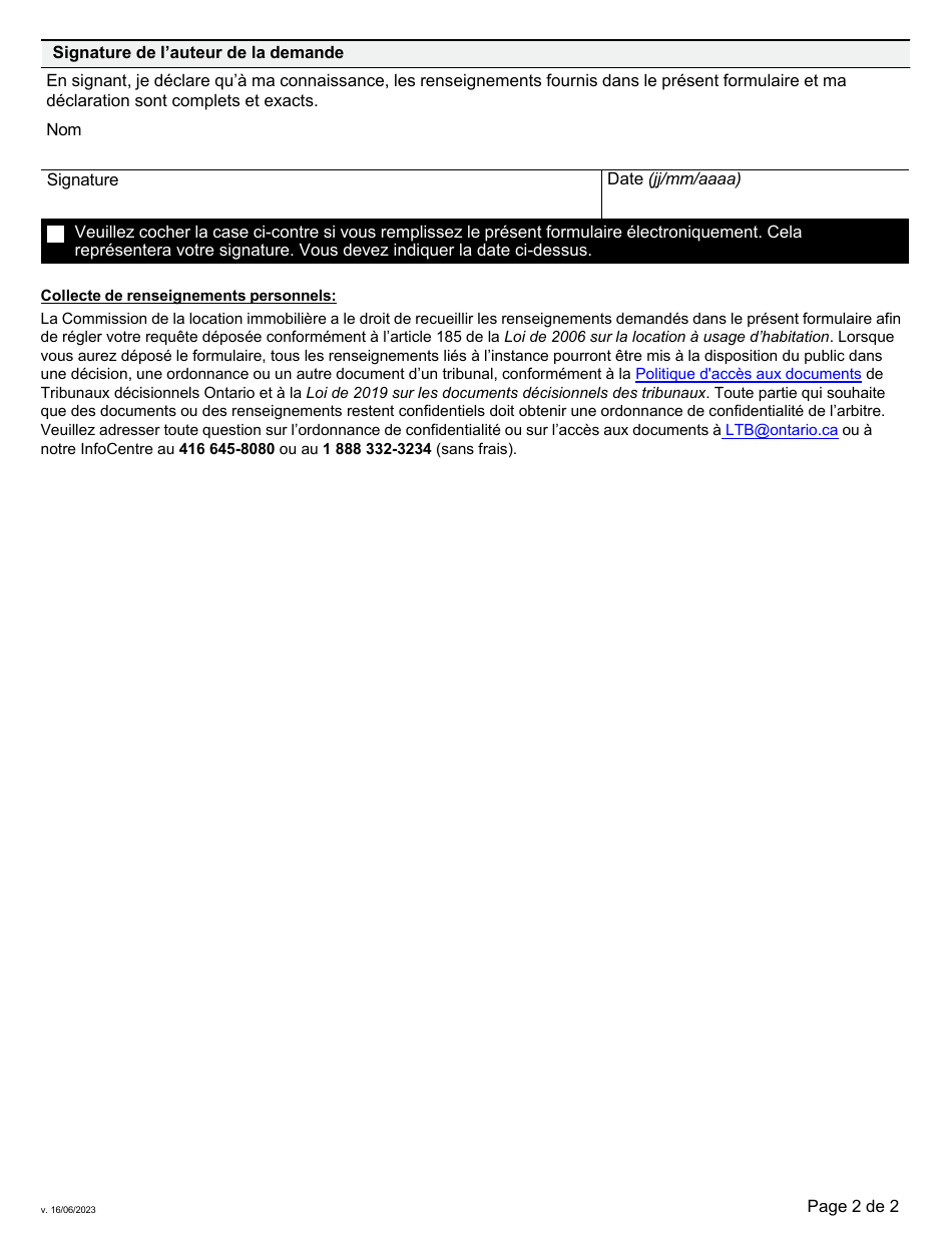 Demande De Retrait Dune Requete - Ontario, Canada (French), Page 3