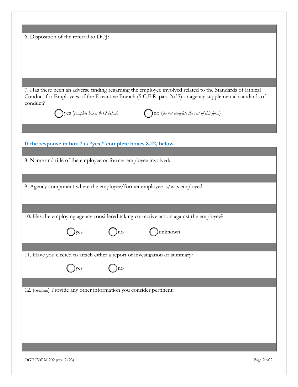 OGE Form 202 Notification of Conflict of Interest Referral, Page 3