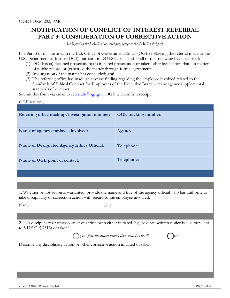 OGE Form 202 Notification of Conflict of Interest Referral, Page 4
