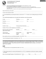 State Form 50004 Plan Review Questionnaire - Indiana