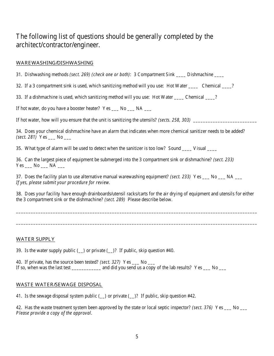 State Form 50004 Plan Review Questionnaire - Indiana, Page 5