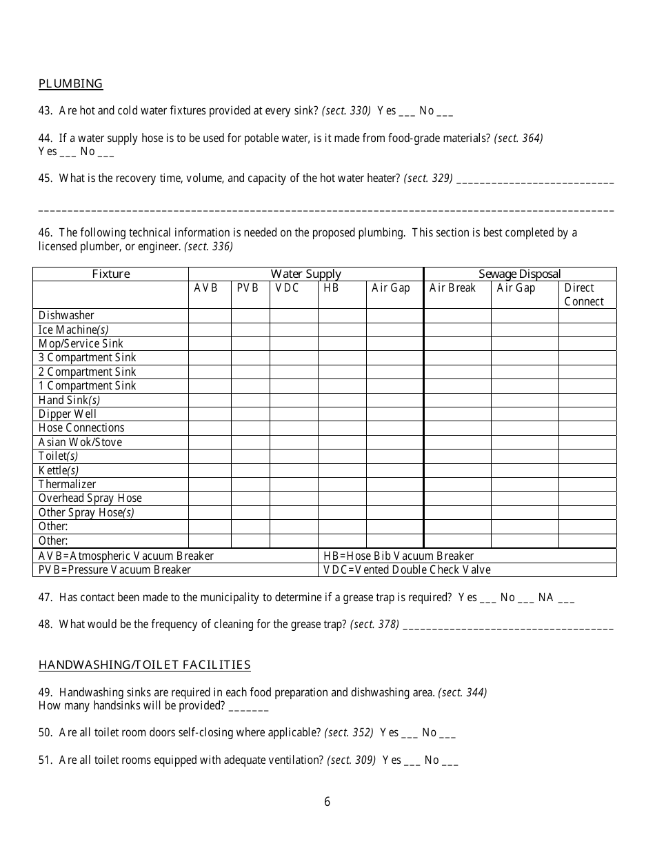 State Form 50004 Plan Review Questionnaire - Indiana, Page 6