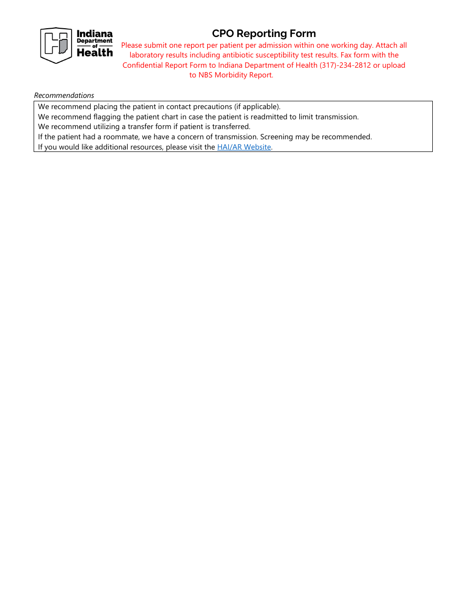 Cpo Reporting Form - Indiana, Page 2