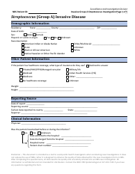 Streptococcus (Group a) Invasive Disease Investigation Form - Indiana