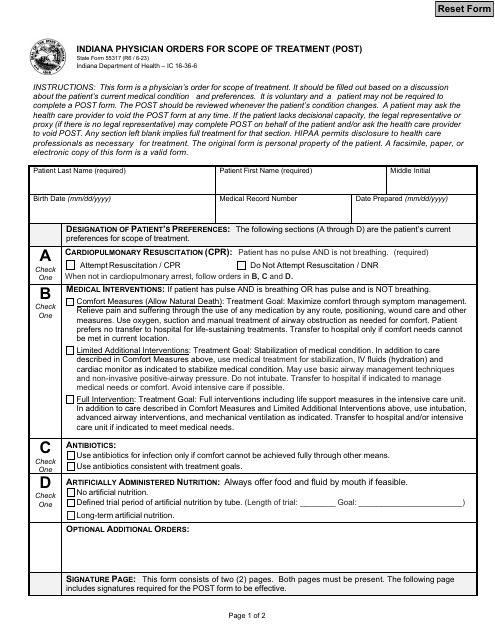 State Form 55317  Printable Pdf