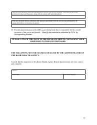 State Form 53209 Branch Questionnaire for a Home Health Agency - Indiana, Page 10