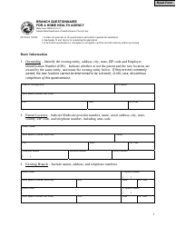 State Form 53209 Branch Questionnaire for a Home Health Agency - Indiana