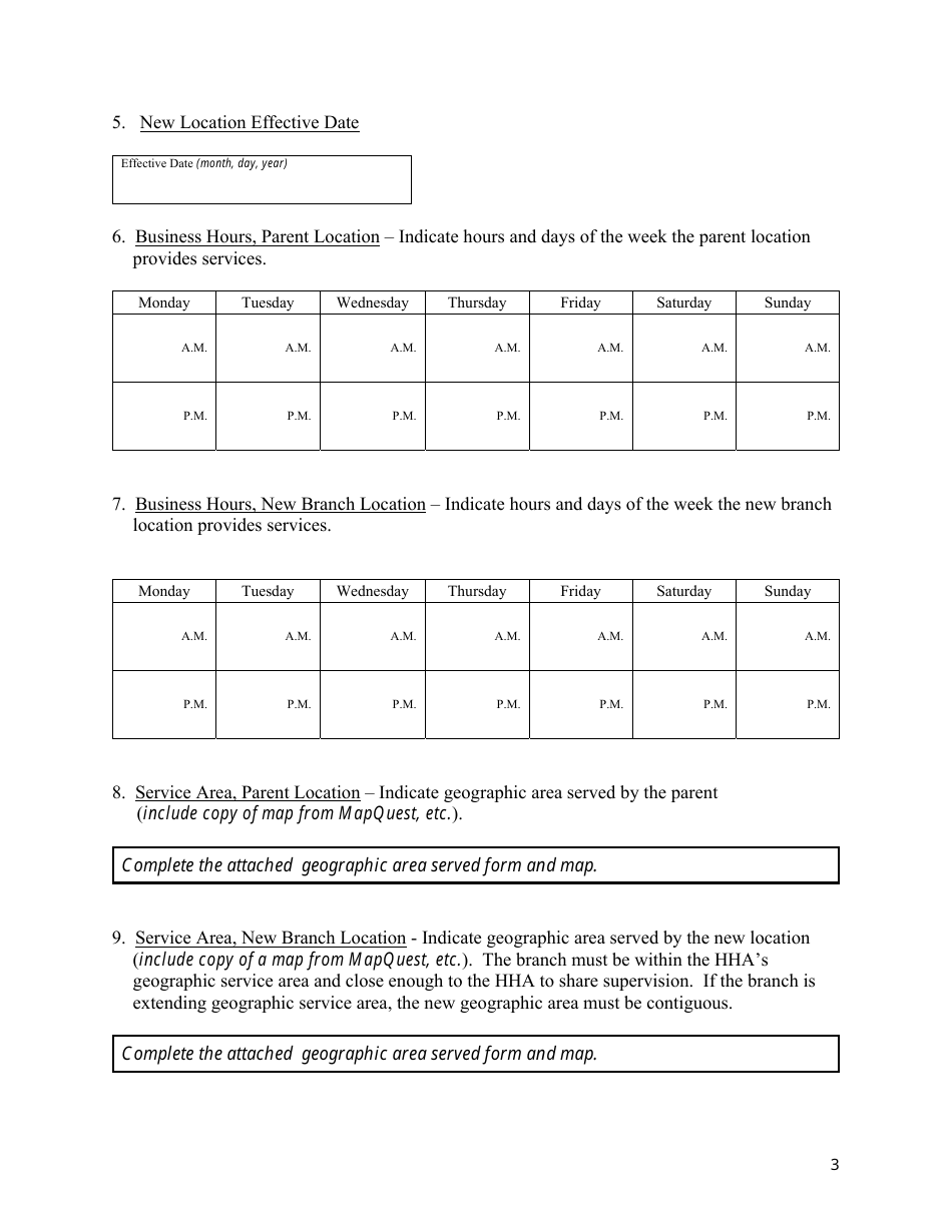 State Form 53209 Branch Questionnaire for a Home Health Agency - Indiana, Page 3