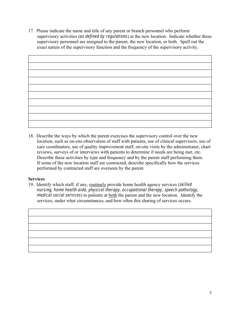 State Form 53209 Branch Questionnaire for a Home Health Agency - Indiana, Page 7