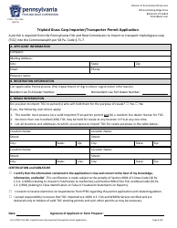 Document preview: Form PFBC-TGC006 Triploid Grass Carp Importer/Transporter Permit Application - Pennsylvania