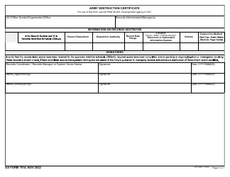 Document preview: DA Form 7914 Army Destruction Certificate