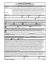 DA Form 7872 Involuntary Reassignment, Reattachment, and/or Reclassification