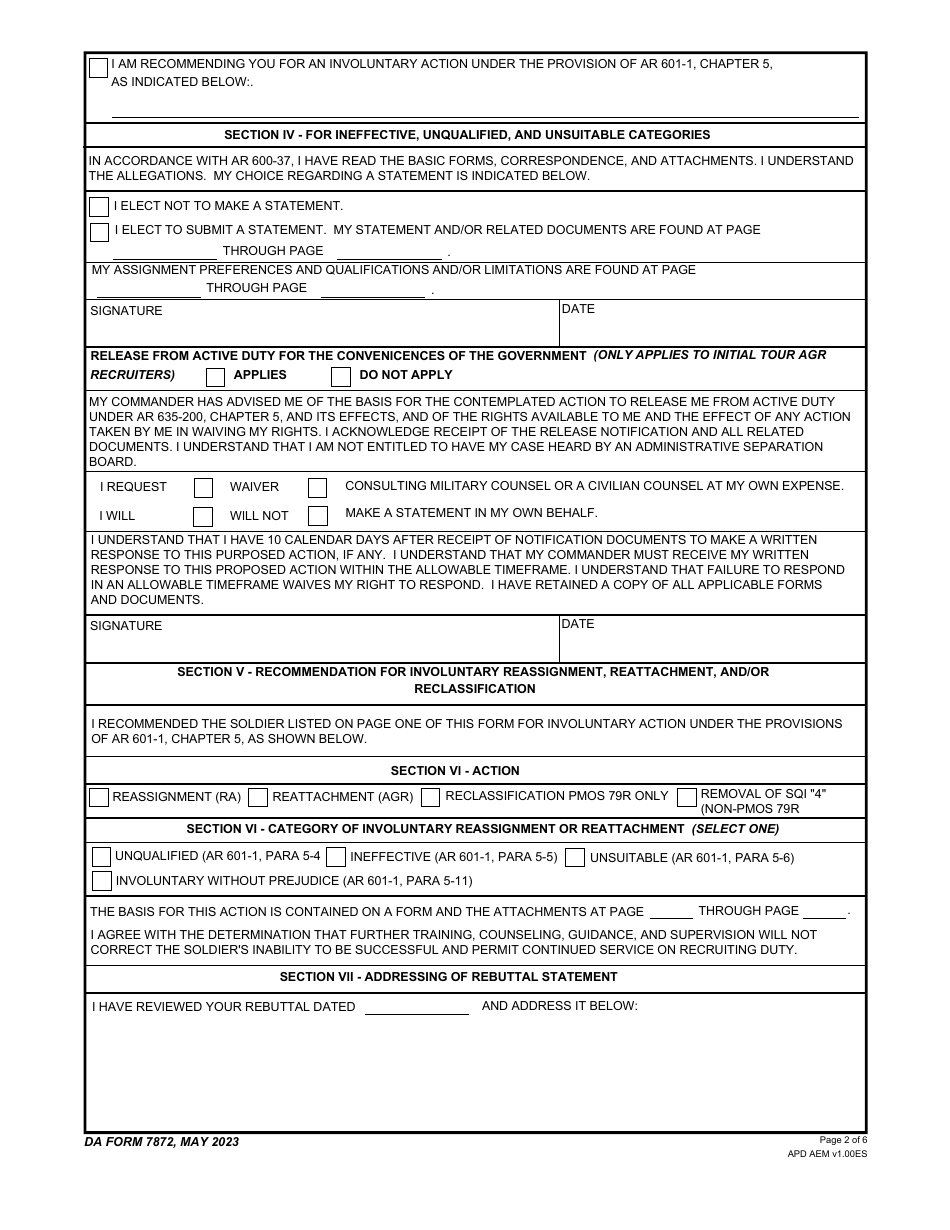 DA Form 7872 - Fill Out, Sign Online and Download Fillable PDF ...