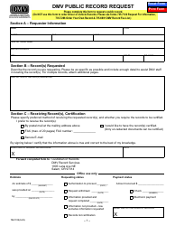 Form 735-7312 DMV Public Record Request - Oregon