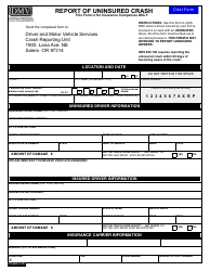 Document preview: Form 735-6659 Report of Uninsured Crash - Oregon