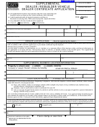 Document preview: Form 735-372 Supplemental Dealer/Rebuilder Vehicle Dealer Certificate Application - Oregon