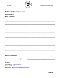Document preview: RC Form 721 Radiation Control Complaint Form - Arkansas
