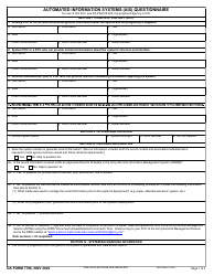 Document preview: DA Form 7796 Automated Information Systems (Ais) Questionnaire