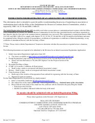Document preview: Form 603 Initial Association Registration - Nevada