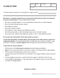 Form DHS8660B Claim of Risk - for Use by the Noncustodial Parent or a &quot;child Attending School&quot; - Oregon, Page 2