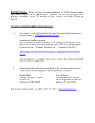 Renewal Application for Premium Finance Company Certificate of Registration - Missouri