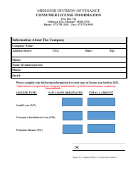 Renewal Application for Premium Finance Company Certificate of Registration - Missouri, Page 4