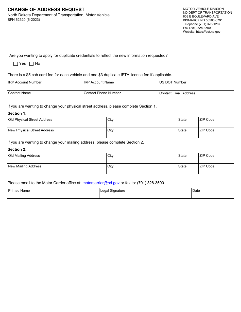 Form SFN62320 Fill Out, Sign Online and Download Fillable PDF, North