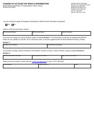 Document preview: Form SFN62319 Change of Account or Vehicle Information - North Dakota