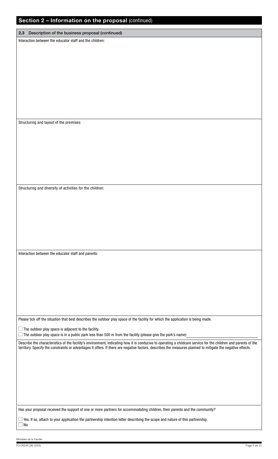 Form FO-0854A Applications for Subsidized Educational Childcare Service Spaces - Quebec, Canada, Page 4