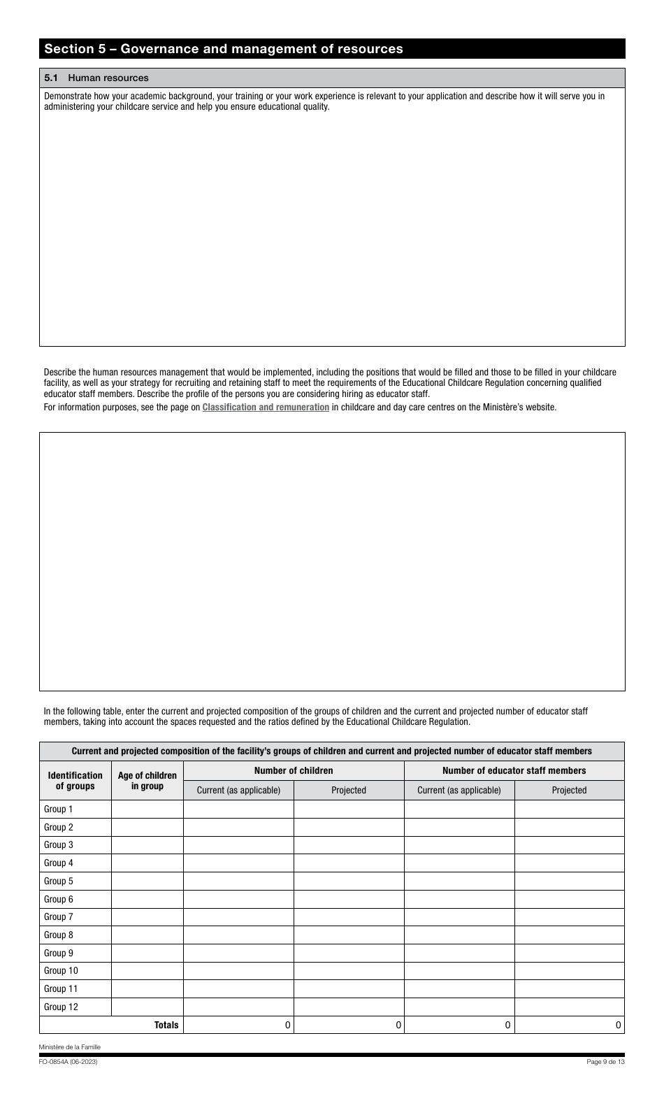 Form FO-0854A Applications for Subsidized Educational Childcare Service Spaces - Quebec, Canada, Page 9