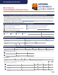 Document preview: Form CSO-1083C Direct Service Central Registry Clearance Form - Arizona